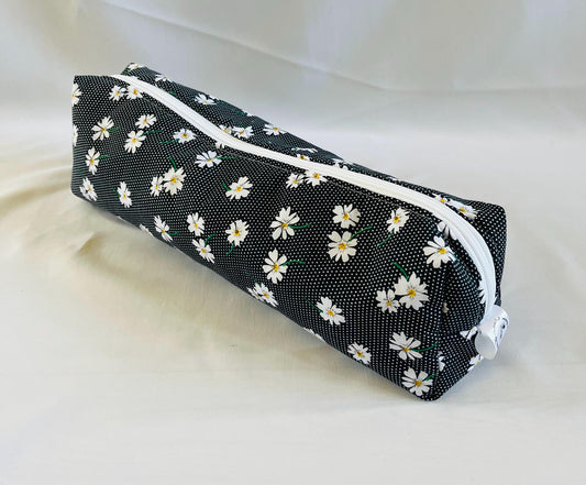 Black Daisy Print Hair Tool Bag