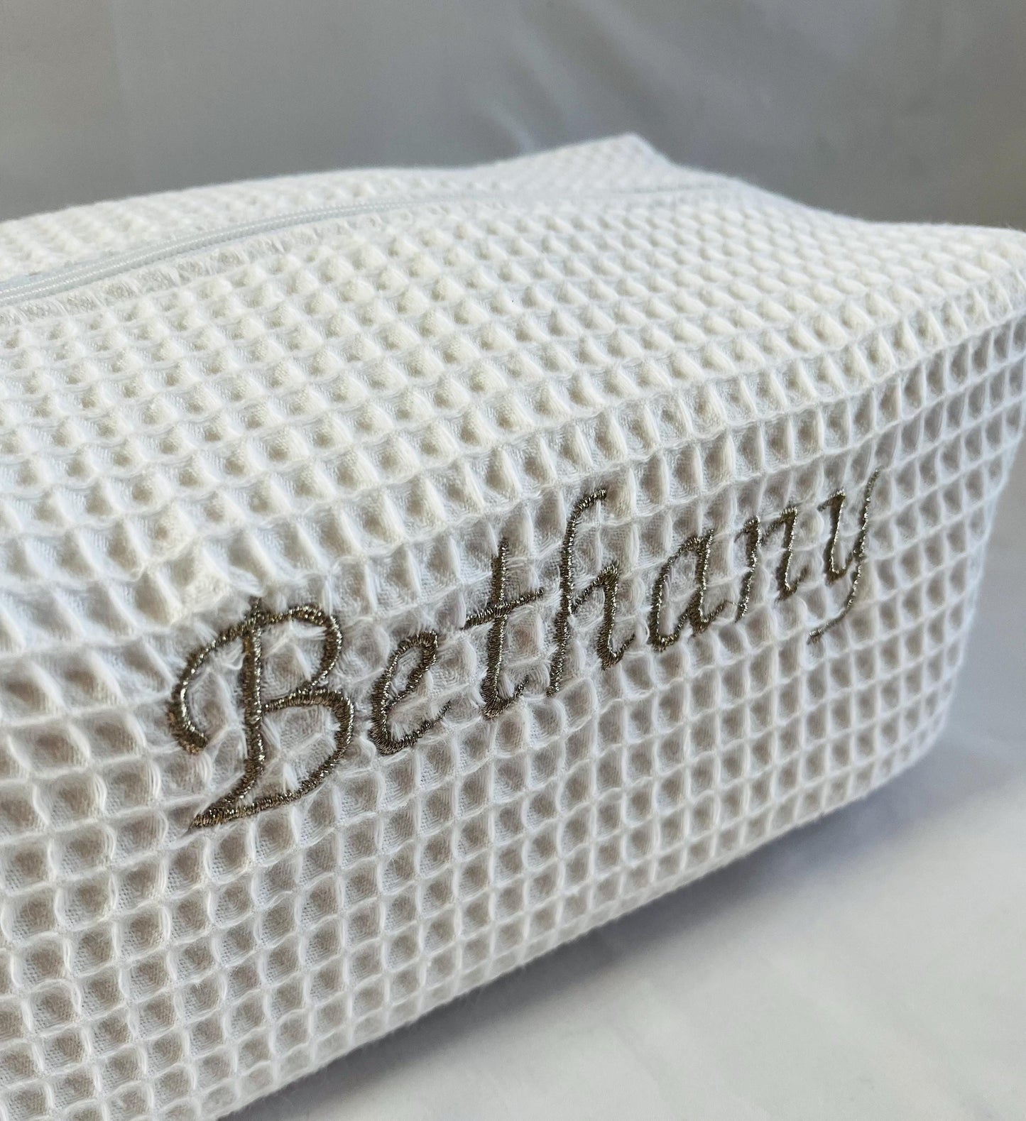 Personalised Wash Bag White Waffle