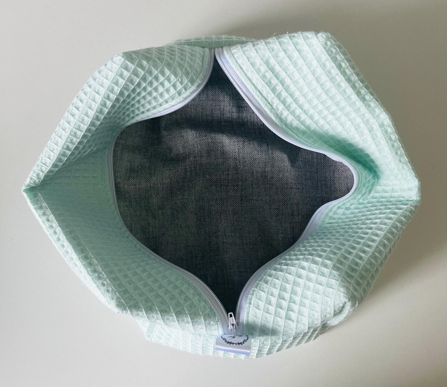 Mint Green Waffle Make Up and Wash Bag Set