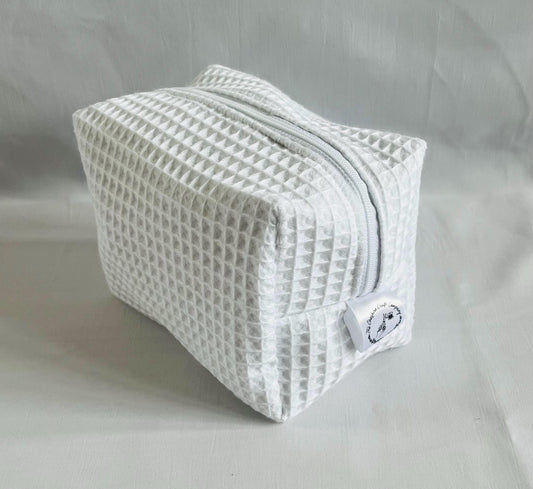 White Waffle Make Up Bag