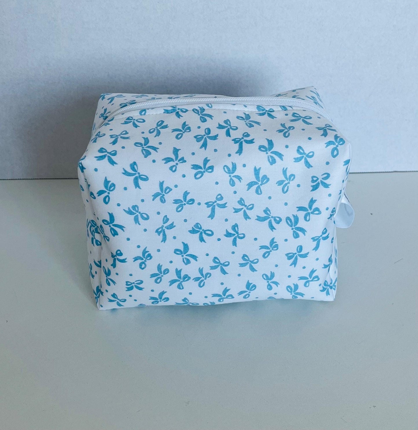 Blue Bow Print Make Up Bag