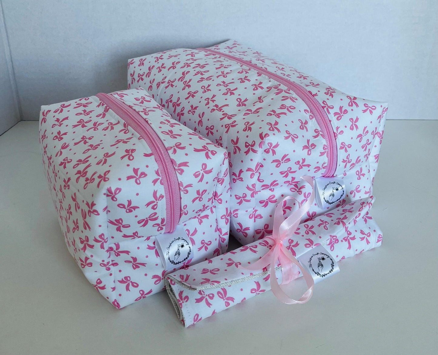 Pink Bow Print Travel Set