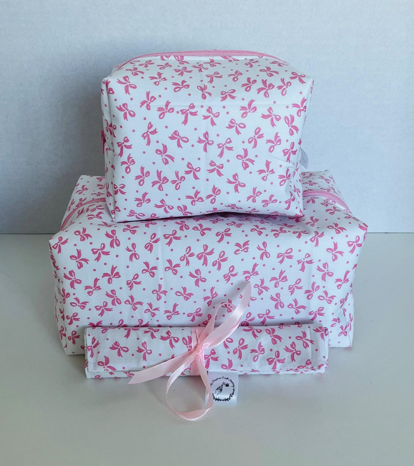 Pink Bow Print Travel Set