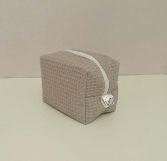 Grey Waffle Make Up Bag