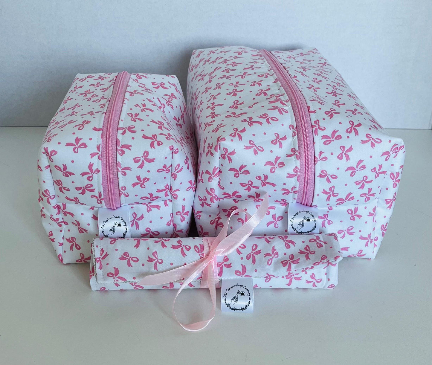 Pink Bow Print Travel Set