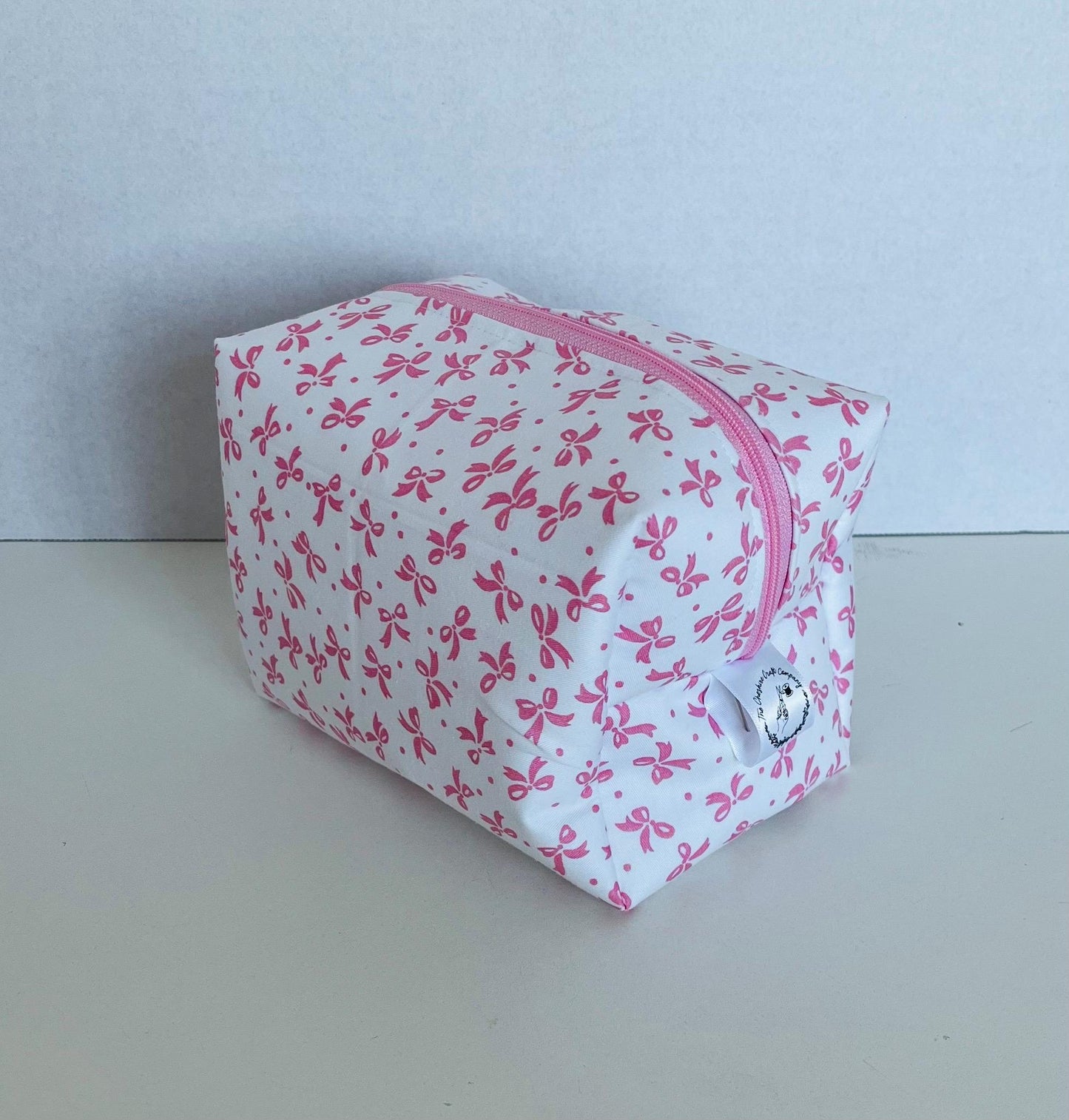 Pink Bow Print Make Up Bag