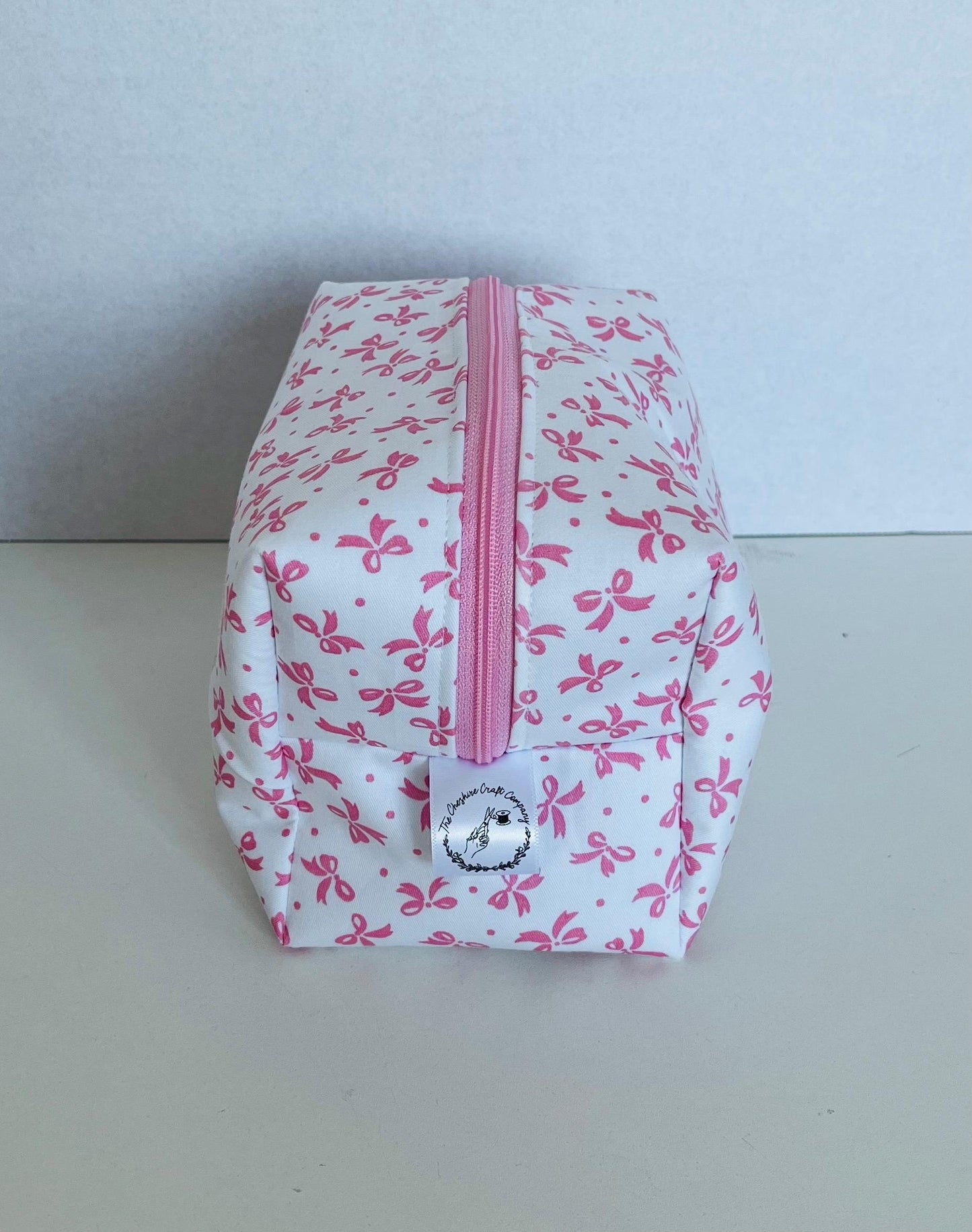 Pink Bow Print Make Up Bag