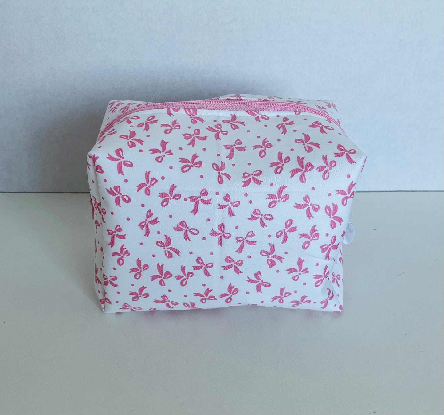 Pink Bow Print Make Up Bag