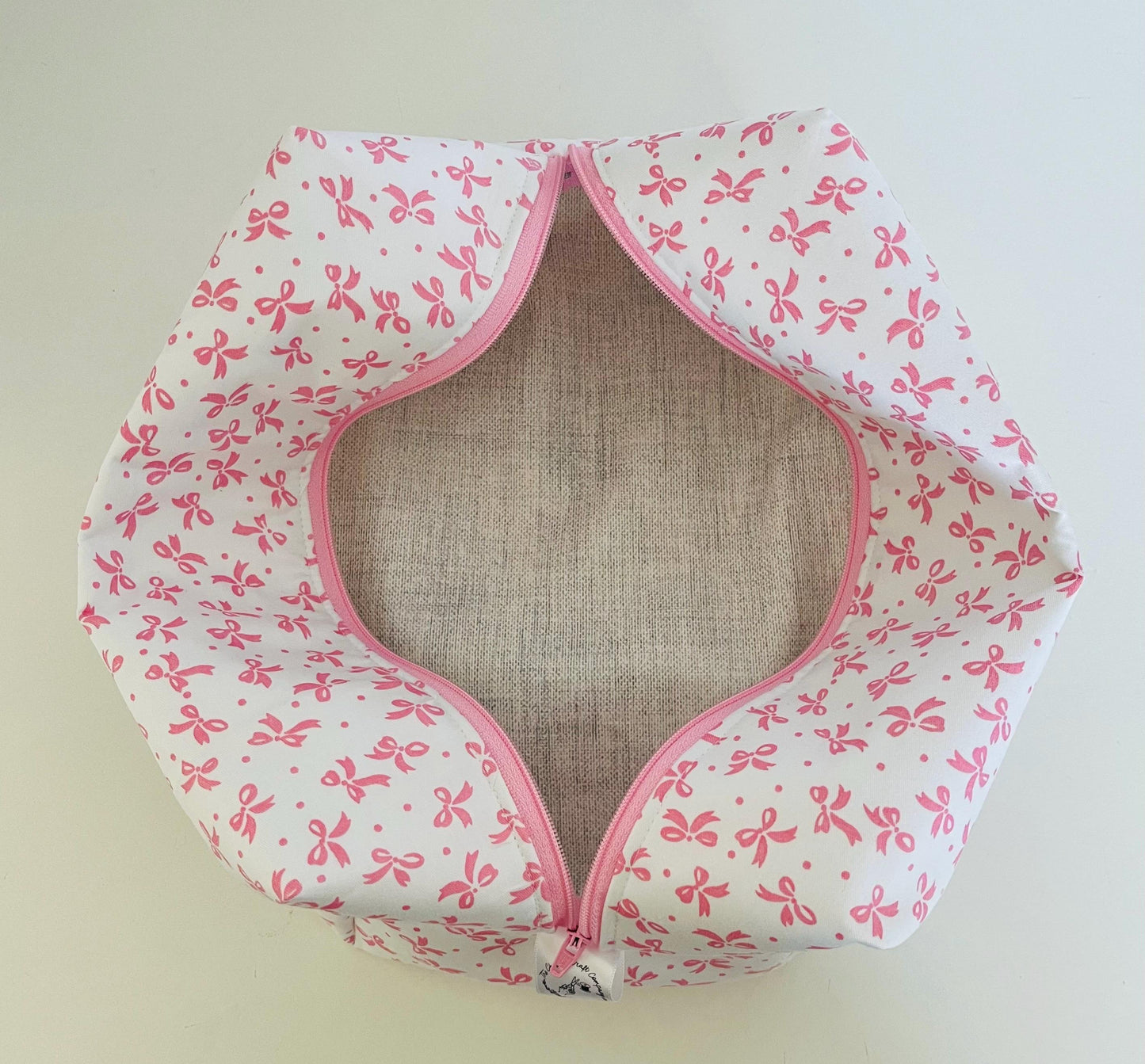 Pink Bow Print Make Up Bag