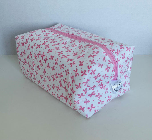 Pink Bow Print Wash Bag